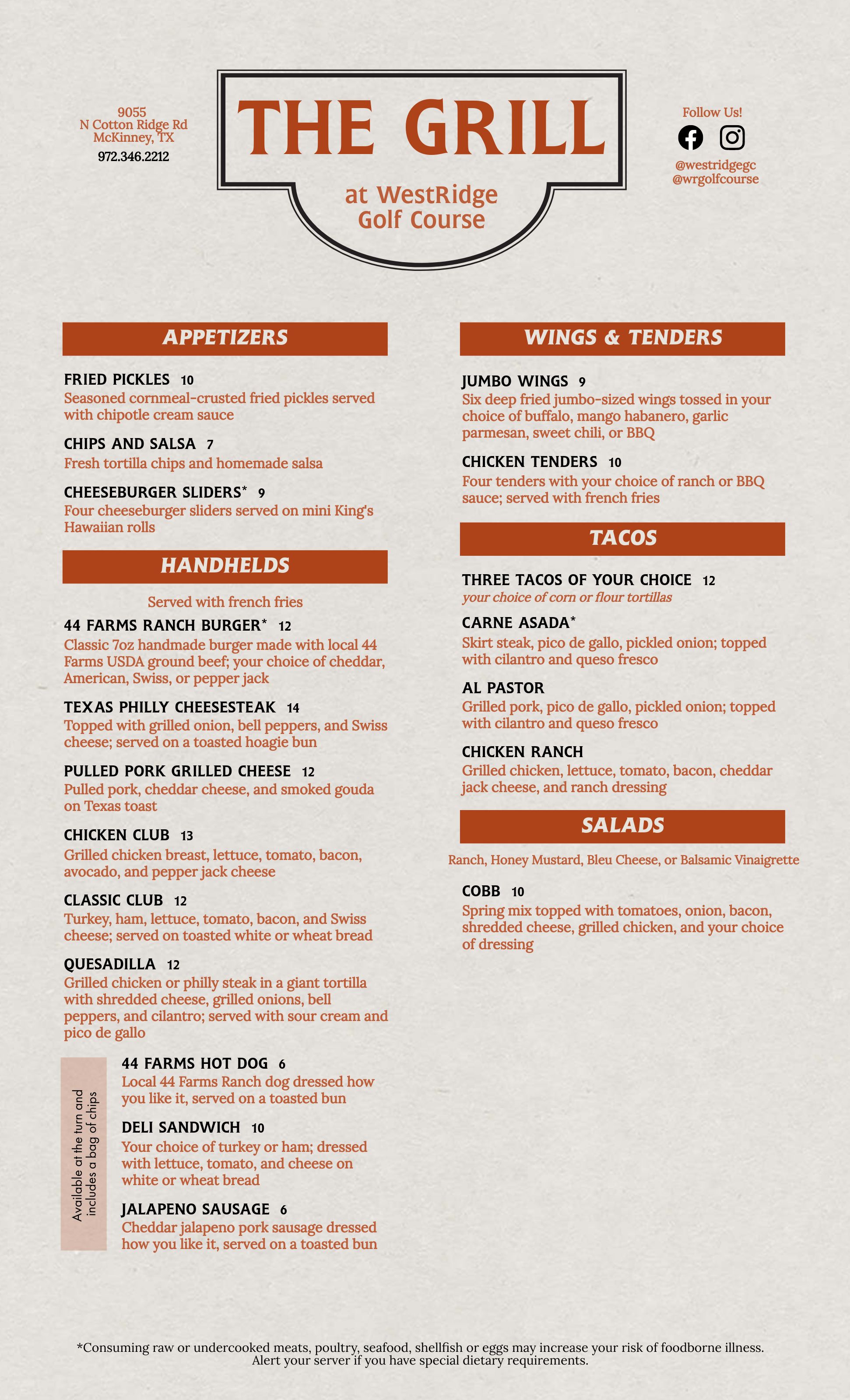 WestRidge Menu 3